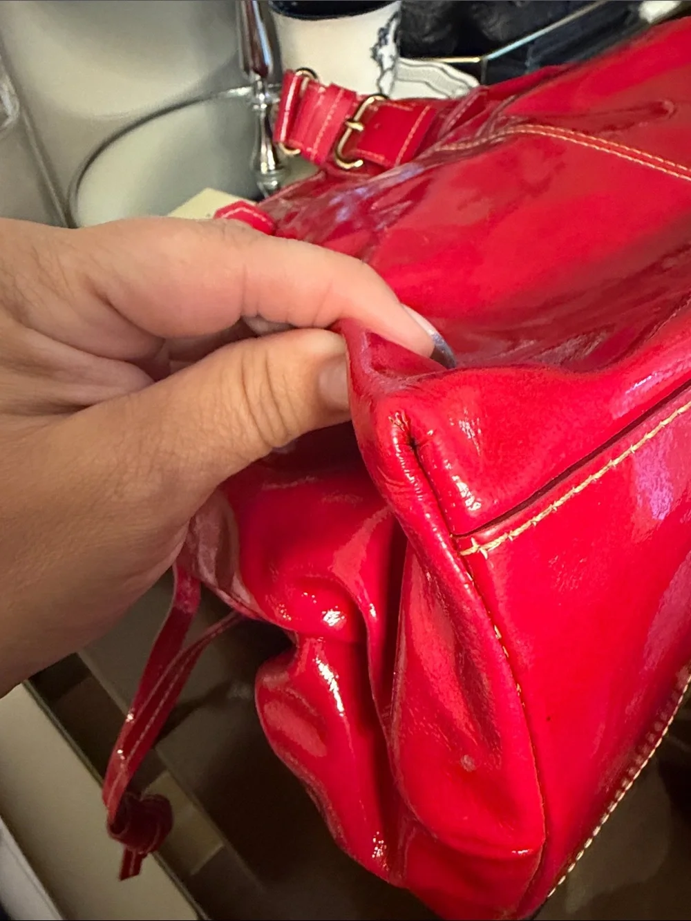 Dooney & Bourke Patent Leather Chiara Tote in Red EUC!!!!